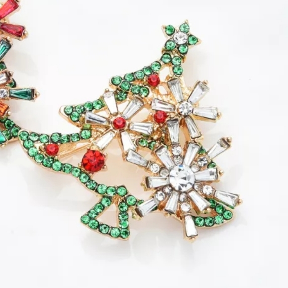 Rhinestone Christmas Tree Brooch Pin - Picture 2 of 3
